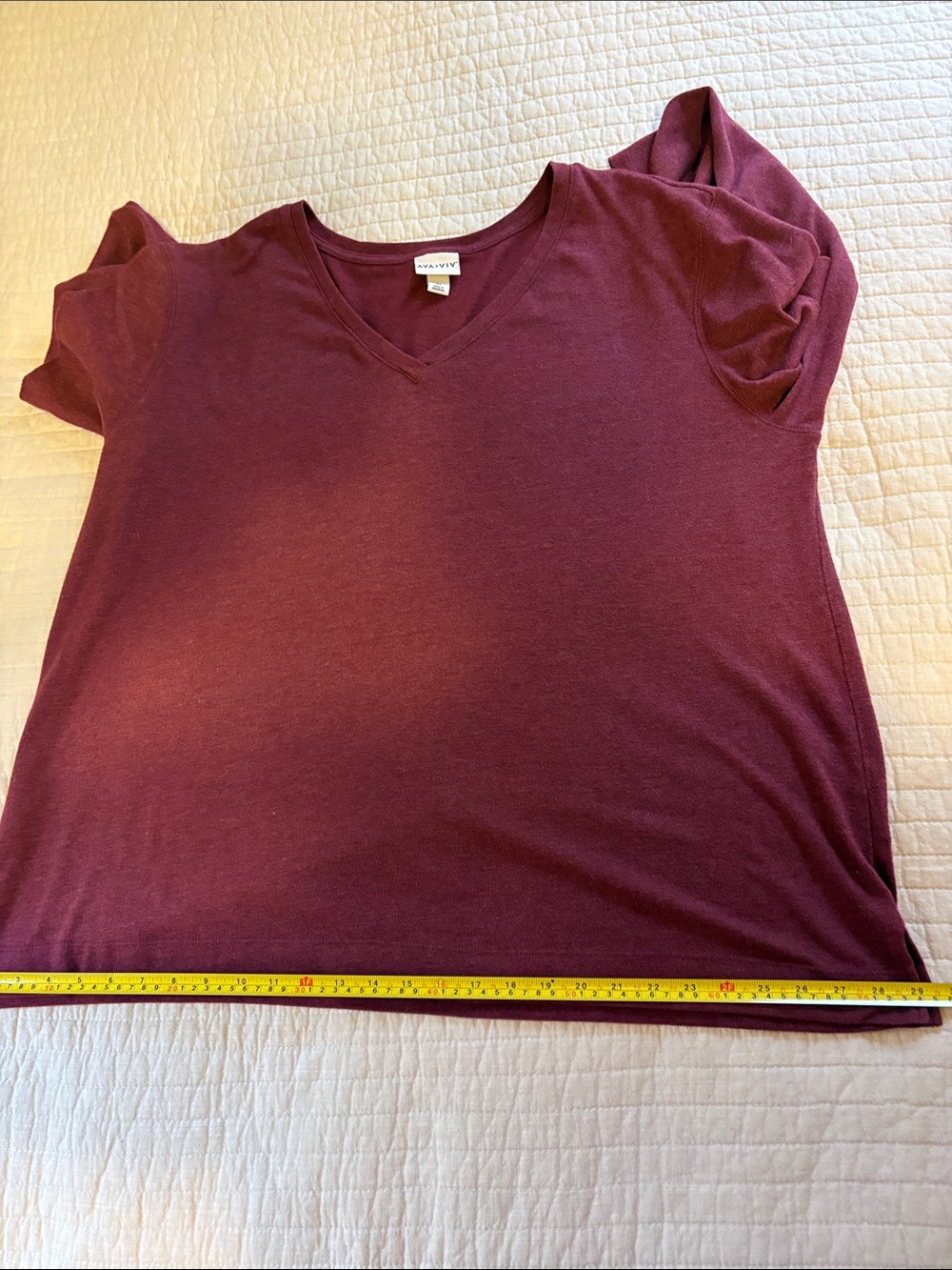 Ava & Viv Long Sleeve V-Neck Top — Burgundy - Picture 10 of 11